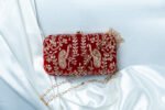 Crimson Embroidered Bridal Clutch