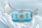 Sky Blue Embroidered Clutch