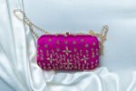 Plum Embroidered Evening Clutch