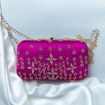 Plum Embroidered Evening Clutch